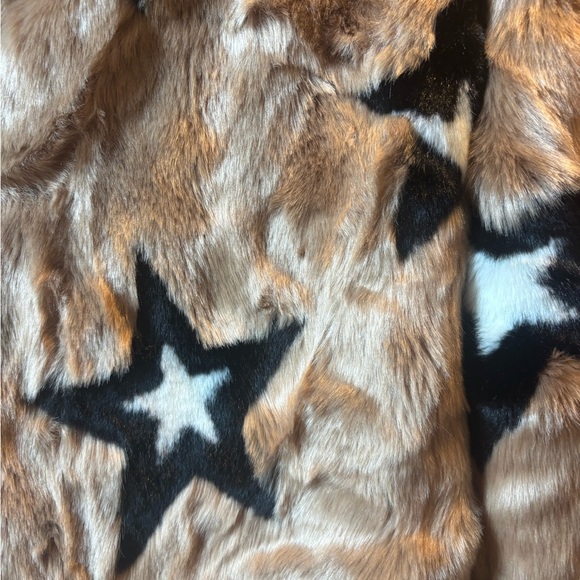 Avec Les Filles Whiskey  Star Pattern Faux Fur Teddy Jacket - Picture 4 of 6